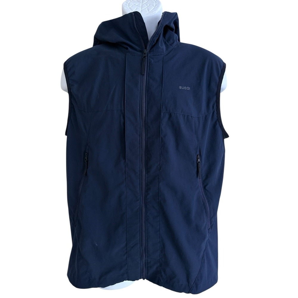 SUGOI Versa II‎ Cycling Men Jacket M Vest Sleeveless Zip Pockets Toggles Navy